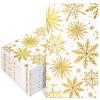 JarThenaAMCS 100Pcs Christmas Guest Napkins Disposable Foil Gold Snowflake Paper Napkin Xmas Dinner Hand Napkins for Winter Holiday Party Tableware Supplies view 1