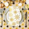 JarThenaAMCS 100Pcs Christmas Guest Napkins Disposable Foil Gold Snowflake Paper Napkin Xmas Dinner Hand Napkins for Winter Holiday Party Tableware Supplies view 3