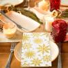 JarThenaAMCS 100Pcs Christmas Guest Napkins Disposable Foil Gold Snowflake Paper Napkin Xmas Dinner Hand Napkins for Winter Holiday Party Tableware Supplies view 4