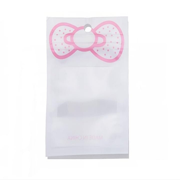 20PCS Cute Pink Jewelry Bags Bow Tie Candy Cookies Packing Bags Ornament Beads Storage Pouches Gifts Wrap Cellophane Bags Snack Bag Mylar For Display Storage Small Business Supplies (White-8*12cm)