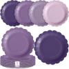 Tiangrid 60 Pcs Purple Paper Plates 9 Inch Scalloped Disposable Round Dessert Paper Plates Party Decoration for Margs and Matrimony Bachelorette Party Women Birthday Baby Shower Wedding view 1