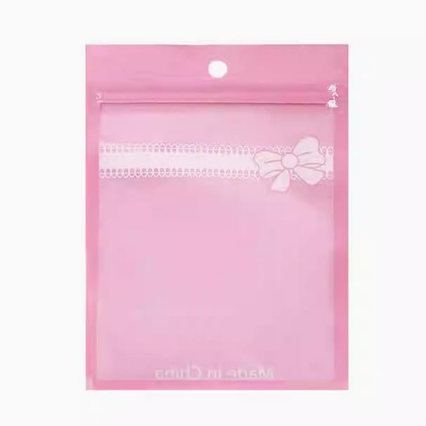 20PCS Cute Pink Jewelry Bags Bow Tie Candy Cookies Packing Bags Ornament Beads Storage Pouches Gifts Wrap Cellophane Bags Snack Bag Mylar For Display Storage Small Business Supplies (Pink-12*15cm)