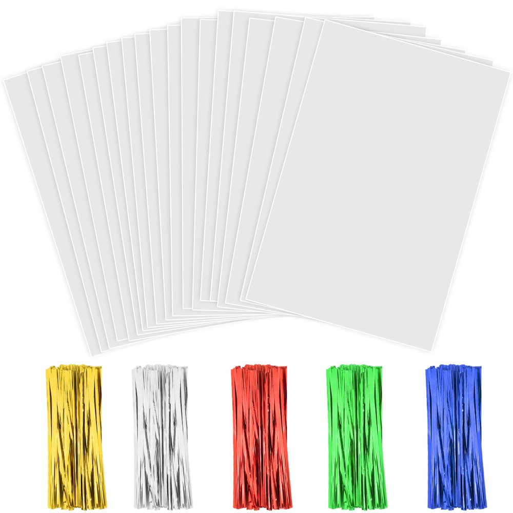 100PCS Cellophane Treat Bags 3x5 Inches Clear Plastic Gift Bags with Twist Ties Cello Party Favor Bags for Wrapping Halloween Christmas Gifts, Candies, Dessert, Bakery, Cookies, Chocolate, Popcorn