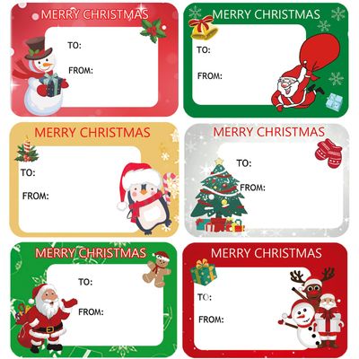 120Pack Christmas Labels Stickers 65 x 45mm Christmas Name Gift Label Xmas Tags Sticker Self-Adhesive Christmas Sticky Labels for Present Cards