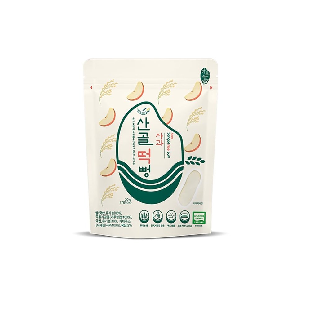 ECOMOMMEAL Sangol Rice Rusks Apple, 15 Bag Set Organic Rice Snack, No Additives