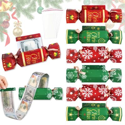 8 Pcs Christmas Surprise Money Pull Pouch Christmas Money Box for Cash Gift Pull Xmas Cash Holder for Cash for Kid Adult with 80 Pcs Transparent Bags Creative Way to Give Dollar Gift (Snowflake)