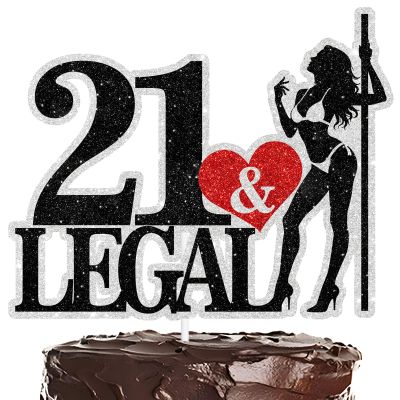 Pole Dancing 21 & Legal Happy 21st Birthday Cake Topper Finally Legal Love Pole Girl Cake Decor For Legal Af Birthday Theme For Lady Women Party Decorations Supplies