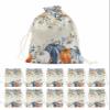 Fall Drawstring Gift Bags 10 Pieces, 5" x 7" Small Rural Vintage Flower Leaves Pumpkin Gift Bag Reusable Fabric Wrap Bags for Wedding Party Birthday Christmas Seasonal Holiday view 1
