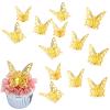 3D Gold Mirror Butterfly Cake Toppers, 12 Pieces, Acrylic Wedding Birthday Cake Decorations, Cupcake Toppers view 1