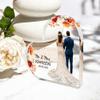 Personalized Heart Acrylic Block With Bride Groom Photo, Custom Wedding Cake Topper,Wedding Keepsake/Gift/Decor Sign (Style 1) view 3