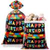 gisgfim 1Pcs Extra Large Birthday Plastic Gift Bags 37x56 Inch Oversized Party Gift Wrapping Bag Building Block Theme Party Decorations for Kids Boys Girls Happy Birthday Baby Shower Holiday Supplies view 1