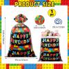 gisgfim 1Pcs Extra Large Birthday Plastic Gift Bags 37x56 Inch Oversized Party Gift Wrapping Bag Building Block Theme Party Decorations for Kids Boys Girls Happy Birthday Baby Shower Holiday Supplies view 2