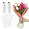 100pcs Clear Flower Water Bags for Bouquets,with 20pcs Flower Hydration Cotton Sturdy Bouquet Water Retaining Bag 11.8x11.8 Inch,for Flower Arrangement Fresh Cut Flower Bouquets Wrapping Paper Rose view 1