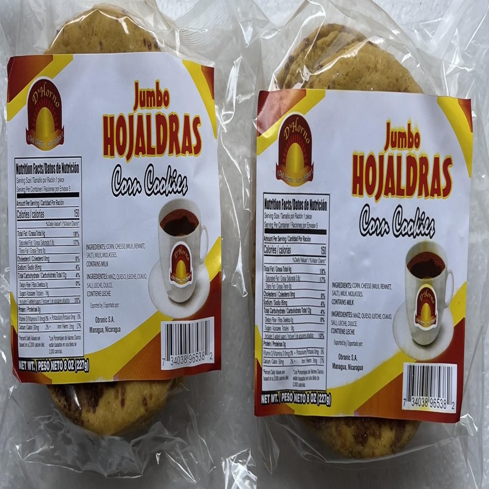 Hojaldras Jumbo, Rosquillas Olanchanas, Rosquetes Centroamericanos, Empanadas D'Horno (Corn Products - Cookies, Rings (Honduran-Style), Rings (Nicaraguan-Style), Patties Products of Nicaragua (Jumbo Hojalddras, 2 pkgs)
