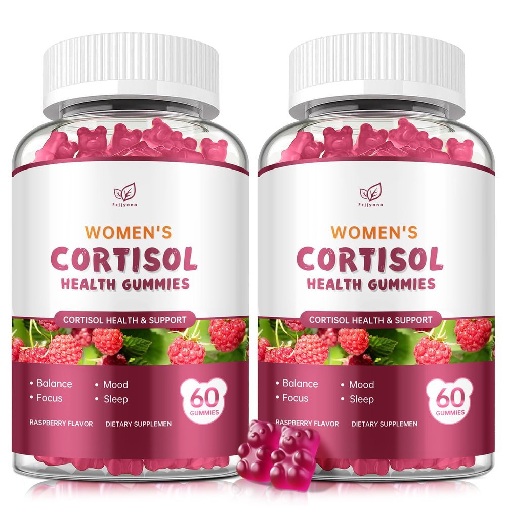 (2 Pack) Cortisol Gummies,Cortisol Reducer for Women,with rhodiola rosea,l-theanine,Phosphatidylserine,magnesium ashwagandha - Emotional support, adrenal balance, sleep, raspberry flavor, 120 Count
