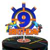 Gun Target Happy 9th Birthday Cake Topper Nine Years Old Blue Gun Birthday Party,Gun Shooting Crosshairs Themed Cake Decor Boys or Girls Anniversary Decorations Supplies view 1