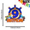 Gun Target Happy 9th Birthday Cake Topper Nine Years Old Blue Gun Birthday Party,Gun Shooting Crosshairs Themed Cake Decor Boys or Girls Anniversary Decorations Supplies view 2