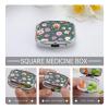 Yorkie Floral Pattern Pill Box - 2 Compartment Travel Pill Organizer with Small Mirror, Portable Pillcase for Pocket & Purse, Cute Square Medicine Case, Weekly Medicine Container view 4