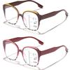 ICARA 2 Pack Progressive Multifocus Reading Glasses for Women,Cat Eye Blue Light Blocking Computer Readers with Spring Hinge (C2+C3, 1.5, x) view 1