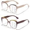 ICARA 2 Pack Progressive Multifocus Reading Glasses for Women,Cat Eye Blue Light Blocking Computer Readers with Spring Hinge (C6+C2, 2.0, x) view 1