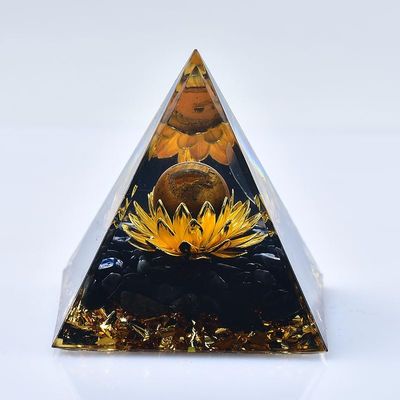 1.969in Orgone Crystal Pyramid with Multiple Crystals and Geometric Patterns for Energy Healing and Spiritual Decoration