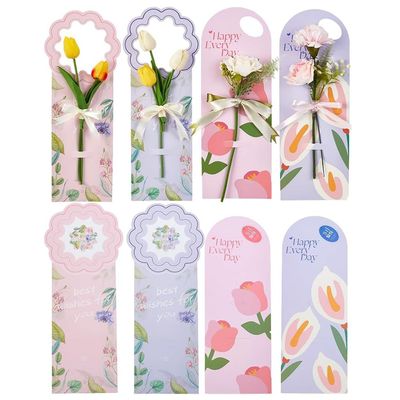 AHANDMAKER 10 Pcs 5 Styles Handheld Flower Wrapping Box Floral Packaging Paper Gift Single Rose Bouquet Portable Box Decor for Teacher's Day Valentine's Day Wedding Graduation Birthday Party Gift