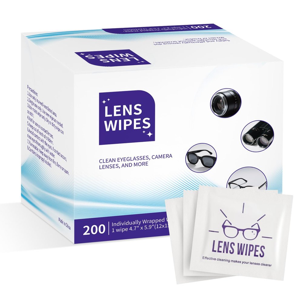 200 Count Lens tissue for Eyeglasses, Individually Wrapped, Scratch-Free & Streak-Free for Glasses, Sunglasses, Camera Lenses & Goggles