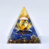 1.969in Orgone Crystal Pyramid with Lapis Lazuli, Gold Lotus & Clear Sphere - Energy Healing Spiritual Decor view 1