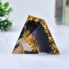 1.969in Orgone Crystal Pyramid with Rose Quartz, Gold Lotus, Purple Sparkle - Energy Healing Spiritual Decor view 2
