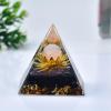 1.969in Orgone Crystal Pyramid with Rose Quartz, Gold Lotus, Purple Sparkle - Energy Healing Spiritual Decor view 4