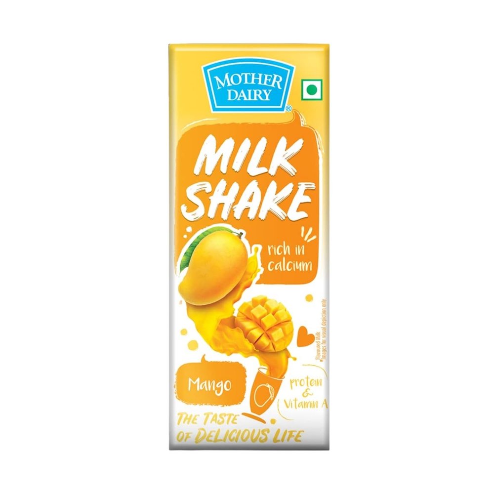 Mother Dairy Mango Milkshake, 180ml Carton, 12 Pack