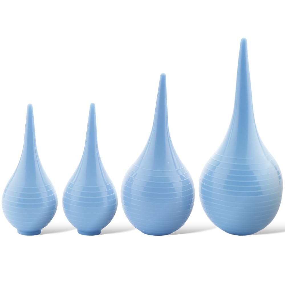 4 Pack Hand Bulb Ear Syringes, Professional Soft Reusable Rubber Suction Ear Syringe Ball, Manual Fluid Suction Device Ear Washing Squeeze Bulb for Adults, Pet, 3 Sizes(30ml x 2, 60ml x 1, 90ml x 1)