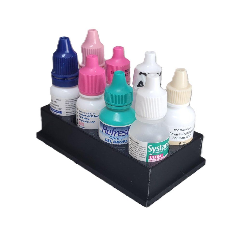 Znet3D Eye Drop Bottles Organizer & Storage 8-Slot Holder (Black)