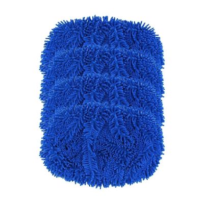 Elastic Band Flat Mop Cloth Washable Reusable Microfiber Mop Pads Dry And Wet Refill For For Sweeper Rotary Mop Cleaning(4 PCS BLUE)