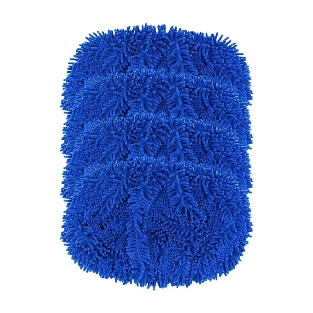 Elastic Band Flat Mop Cloth Washable Reusable Microfiber Mop Pads Dry And Wet Refill For For Sweeper Rotary Mop Cleaning(4 PCS BLUE)