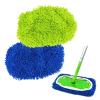 Elastic Band Flat Mop Cloth Washable Reusable Microfiber Mop Pads Dry And Wet Refill For For Sweeper Rotary Mop Cleaning(4 PCS BLUE) view 2