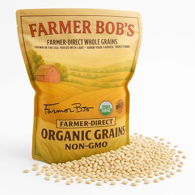 Farmer Bob's Organic Whole Hull Barley, 5 lb - Non-GMO, US Grown