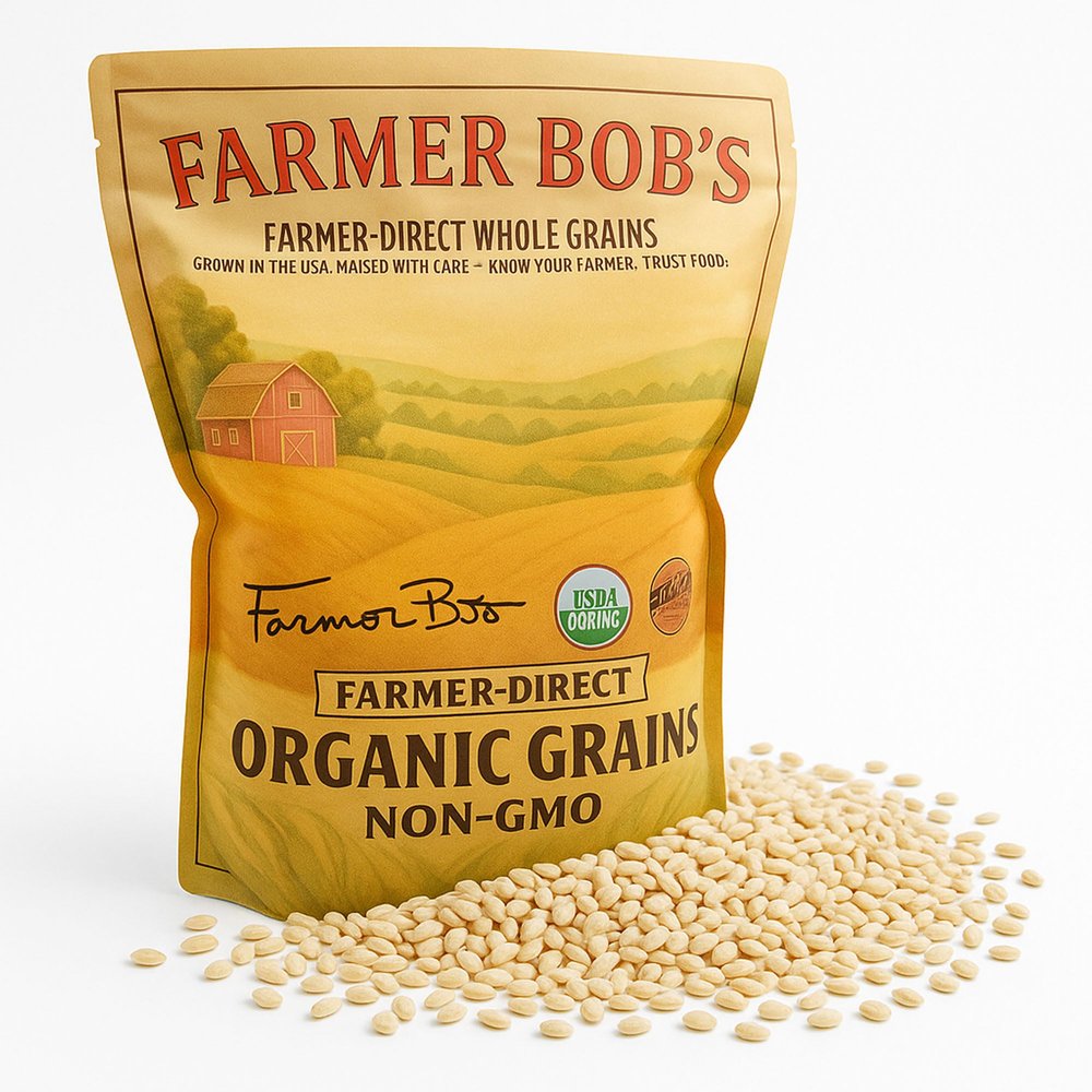 Farmer Bob's Organic Whole Hull Barley, 5 lb - Non-GMO, US Grown