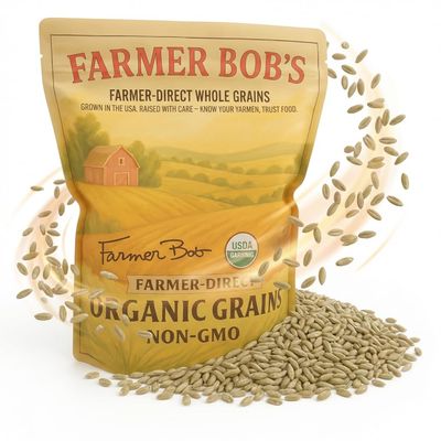Farmer Bob's Whole Rye Berries 5lb Bag USDA Organic, Grown in USA, Glyphosate-Free Ideal for Bread Baking, Bulk Grain, Rich Flavor Direct from Farm High-Fiber, Nutrient-Packed, Versatile for Creative Cooking