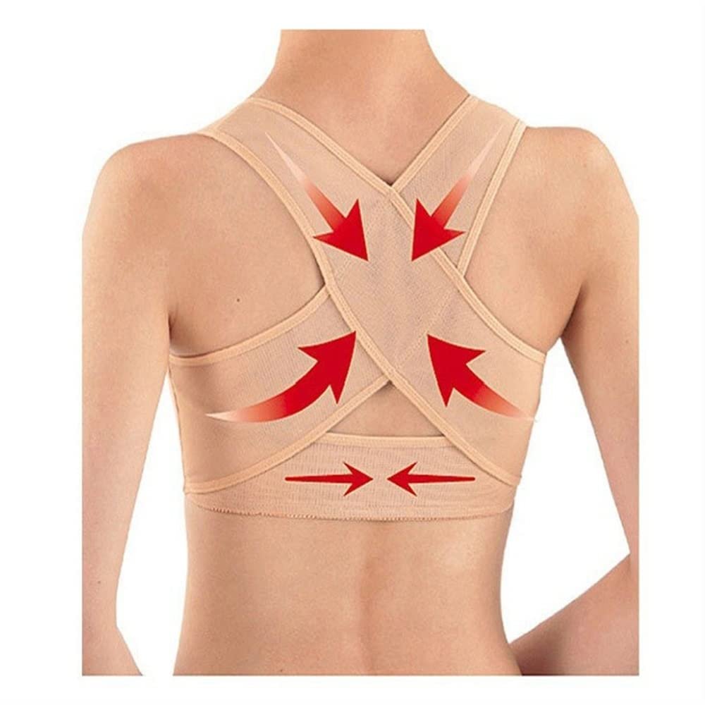 Adjustable Upper Back Shoulder Support Posture Corrector Men Women Adult Corset Spine Brace Back Belt(Flesh Medium)