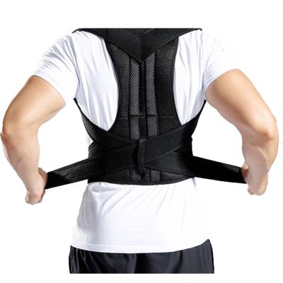 XS-5XL Posture Corrector Full Back Support Belt Adjustable Back Brace Shoulder Straightener Spinal Suppor(Black 5XL)