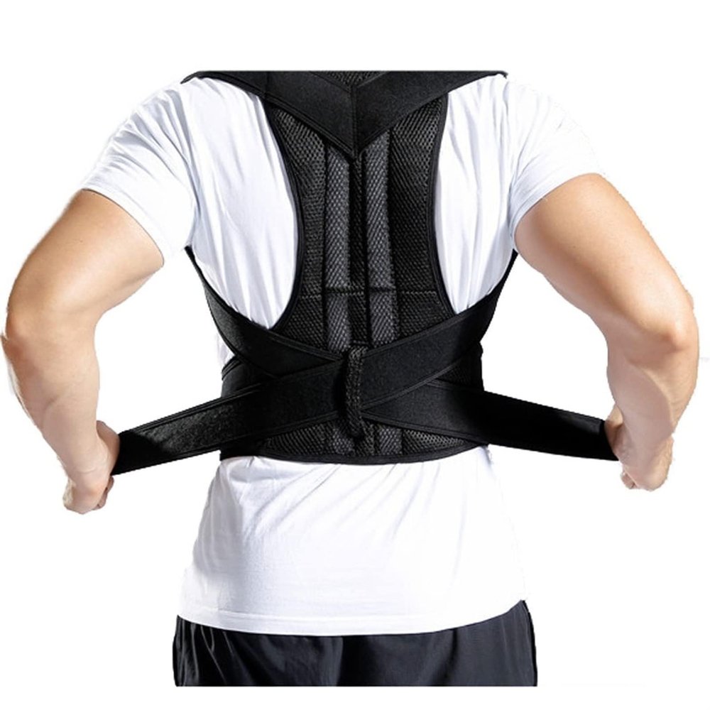 XS-5XL Posture Corrector Full Back Support Belt Adjustable Back Brace Shoulder Straightener Spinal Suppor(Black 5XL)