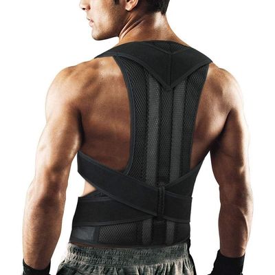 XS-5XL Plus Size Back Brace Posture Corrector for Men and Women Breathable Full Back Support Belt Adjusta(Black Small)