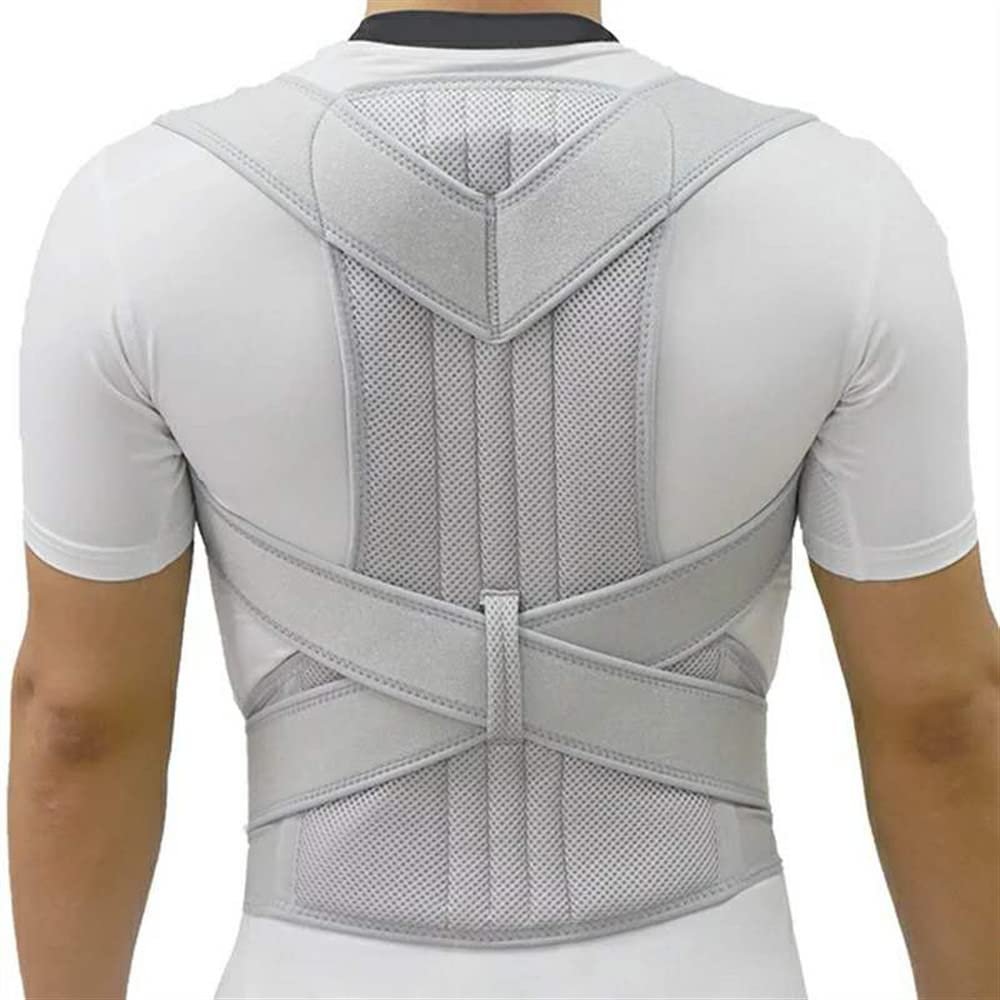 Back Support Posture Corrector for Men & Women Full Back Support Belt Brace Trainer Providing Pain Relie(Gray XX)