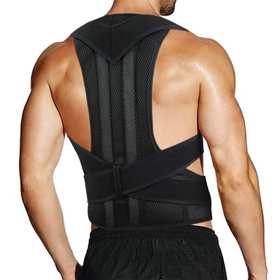 Back Brace Posture Corrector for Men and Women Adjustable Full Back Support Brace Plus Size Lower & Upper(Black XX)