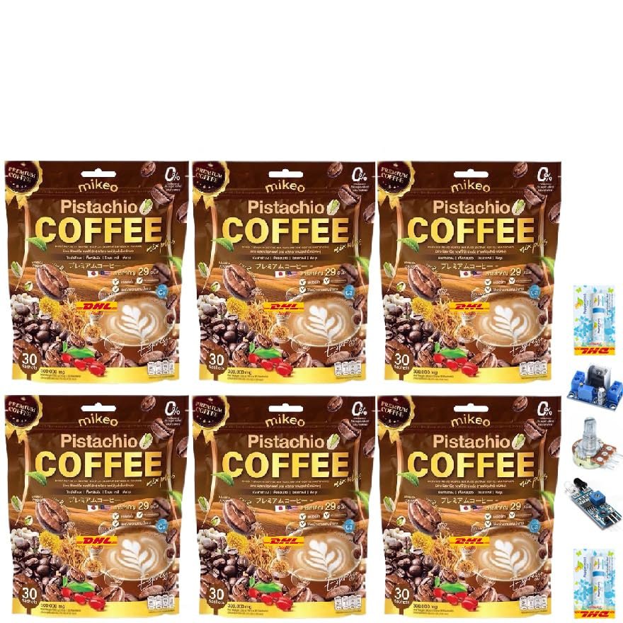300g(30 Sachets) MikeoPistachio Instant Coffee Mix Healthy 29 in 1 Vegan Arabica Robusta Roasted Snack Delicious Mellow Intense Set 6 A213 By Thaigiftshop [Get Free Tomato Facial Mask]