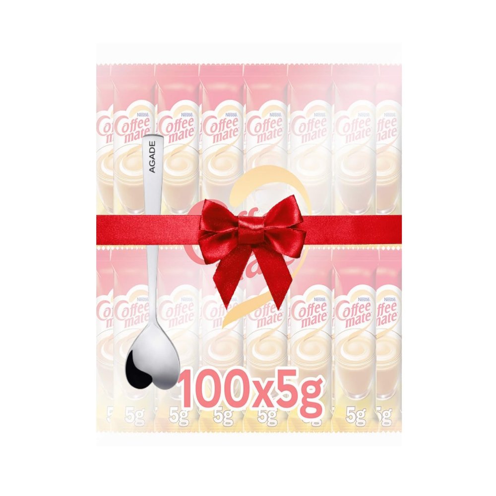 Agade Coffee Delight Set Includes 100 x 5g Creamer Sachets (Compatible with Coffee Mate) and a Specially Designed Spoon Smooth, Convenient, and Always Ready- Turkish packaging