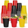 Whaline 60 Pcs Colored Plastic Cups 16 Oz Black Red Yellow Plastic Cups Cartoon Monster Disposable Cup for Birthday Baby Shower Party Supplies view 1
