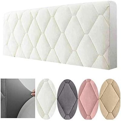 Premium Velvet Headboard Cover with Storage Pockets - Universal Fit for All Beds, Soft Stretch Dustproof Protector, Easy Install Removable Washable(Creamy White,120x73cm)
