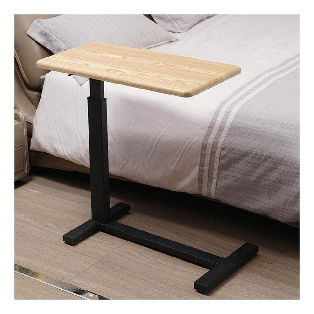 PPXCZZ Adjustable Mobile Overbed Table with Wheels, Portable Laptop & Side Desk for Bed, Office, Nursing Care (Pure White)(Beige,Type B)